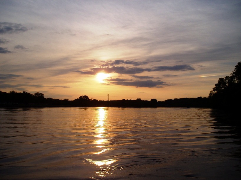 Cedar Rapids, IA: Sunset on the Cedar River - at a park downstream of downtown