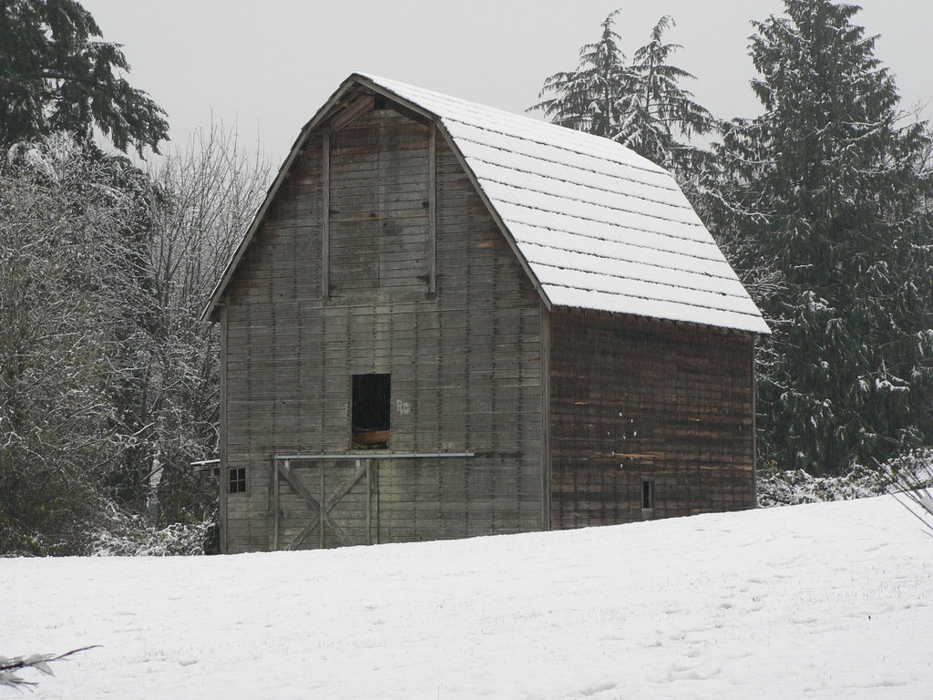 Poulsbo, WA: snow covered barn