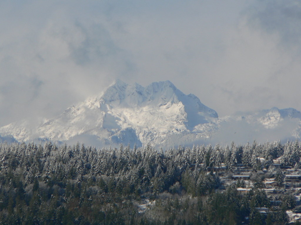 Tracyton, WA snow covered olympics from tracyton boat launch photo
