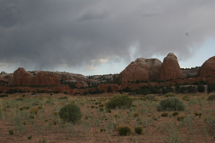 Fort Defiance, AZ: Storm clouds moving over the mountains
