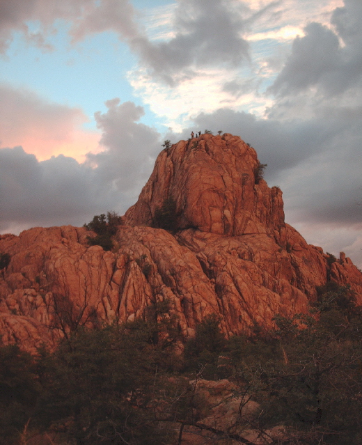 Prescott, AZ: The Granite Dells - climbers at sunset