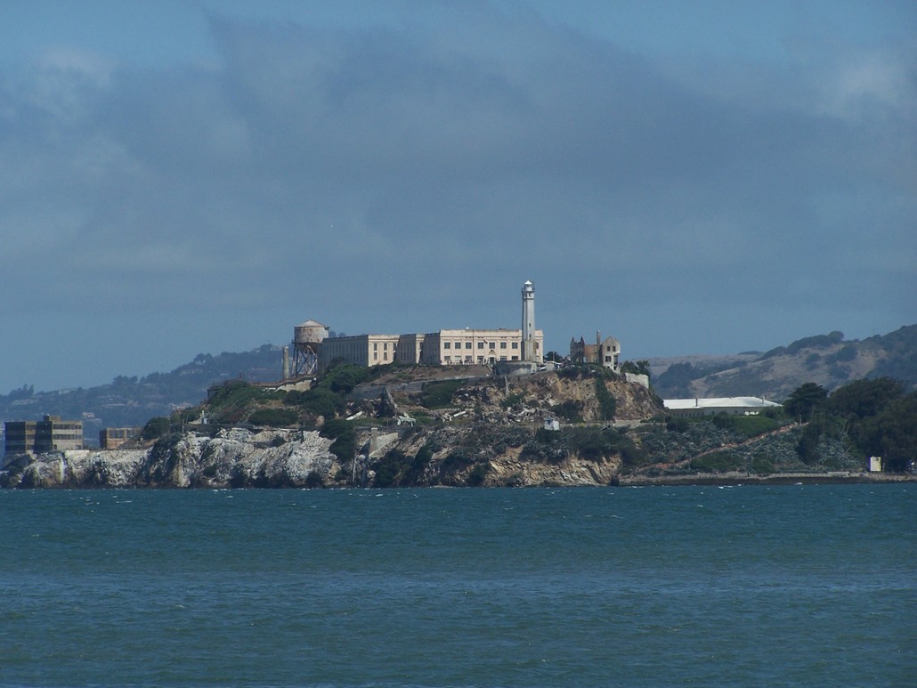 San Francisco, CA: View of Alcatraz Island from Fisherman's Wharf