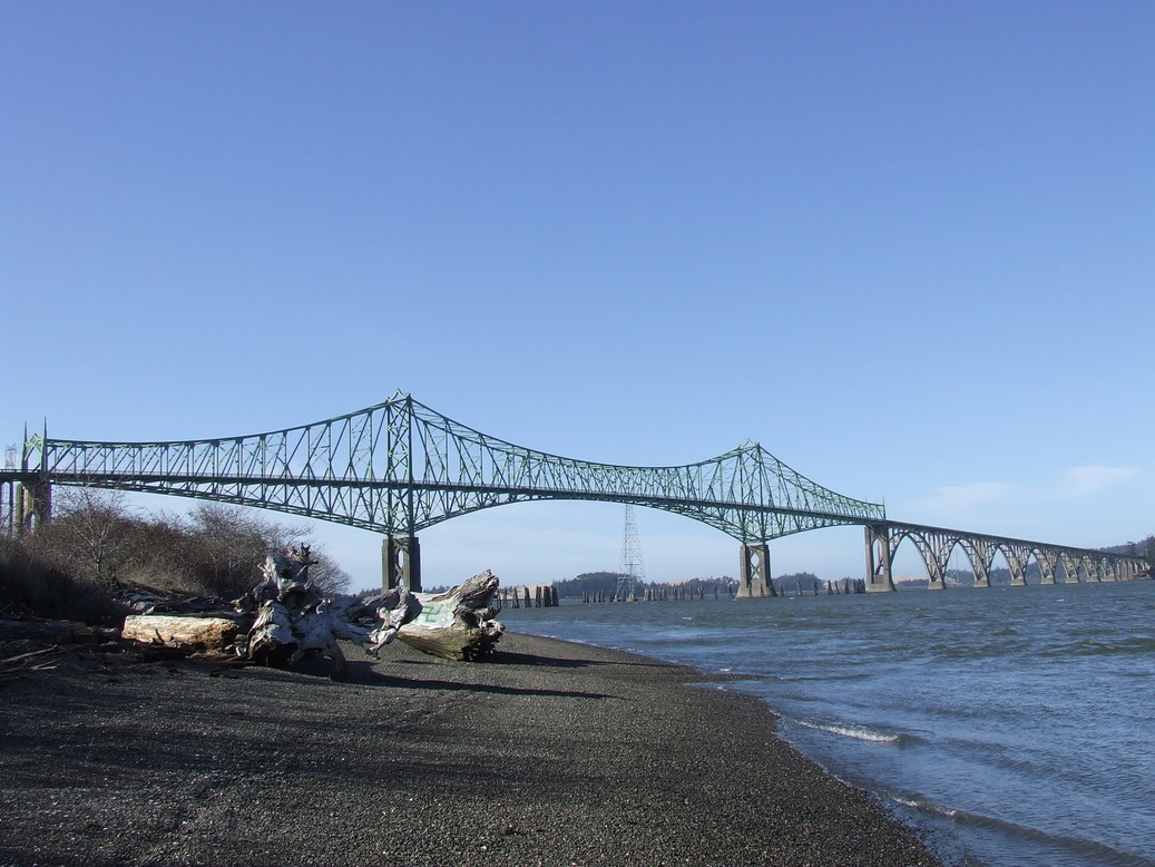 North Bend, OR: North Bend Bridge From A Beach Below It