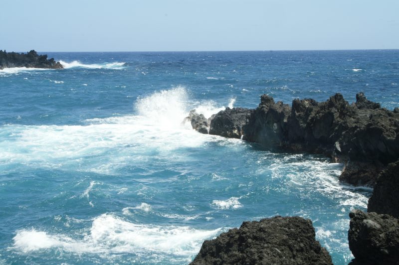Hana, HI : lava flows along Hana's black sand beaches