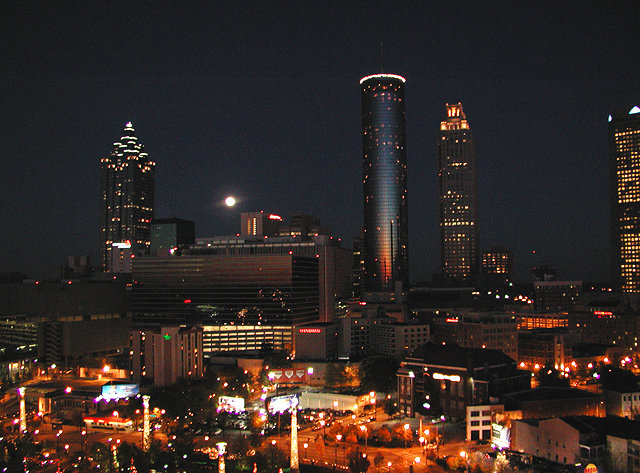 Atlanta, GA: View from the Omni Hotel overlooking Centennial Park Christams 2004