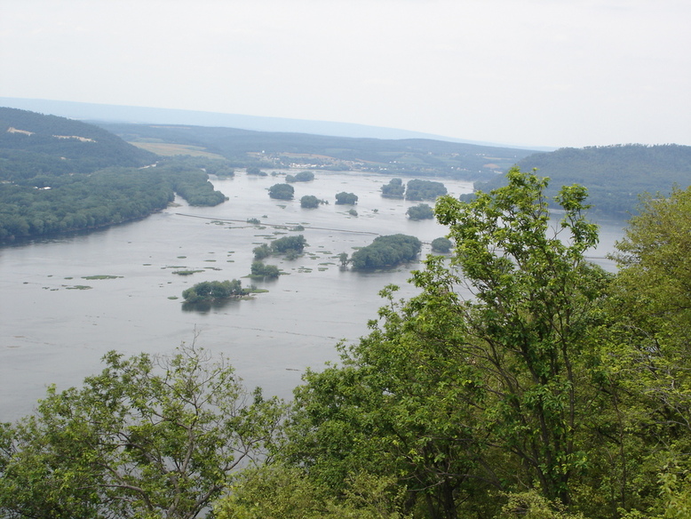 Millersburg, PA: Ferry crossing viewed from atop Berry's Mountain