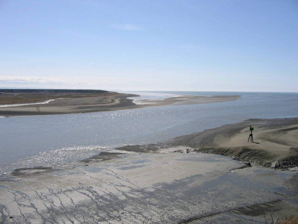 Kenai, AK: Mouth of the Kenai River looking out across Cook Inlet (low tide)