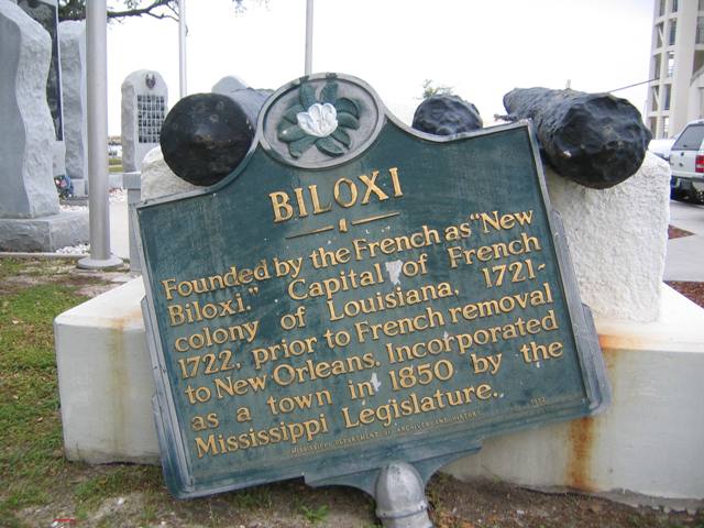 Biloxi, MS: Biloxi Historic Marker at Veterans Memorial