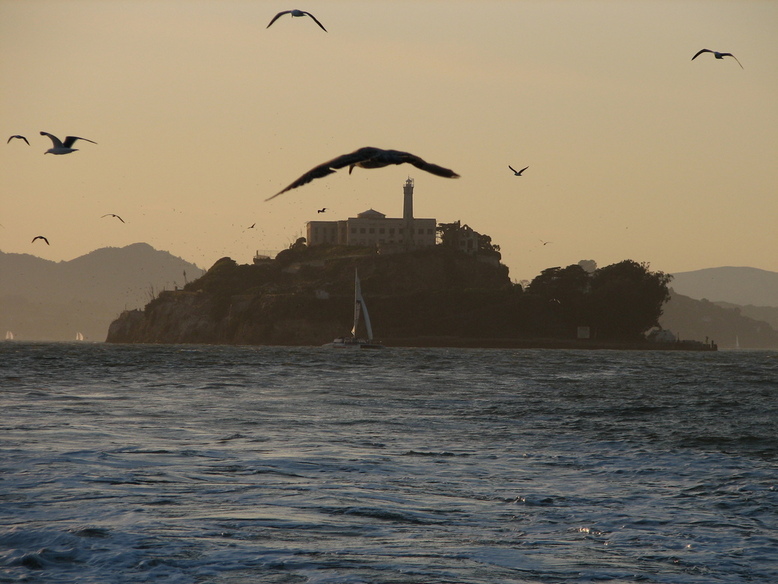 San Francisco, CA: Alcatraz at sunset