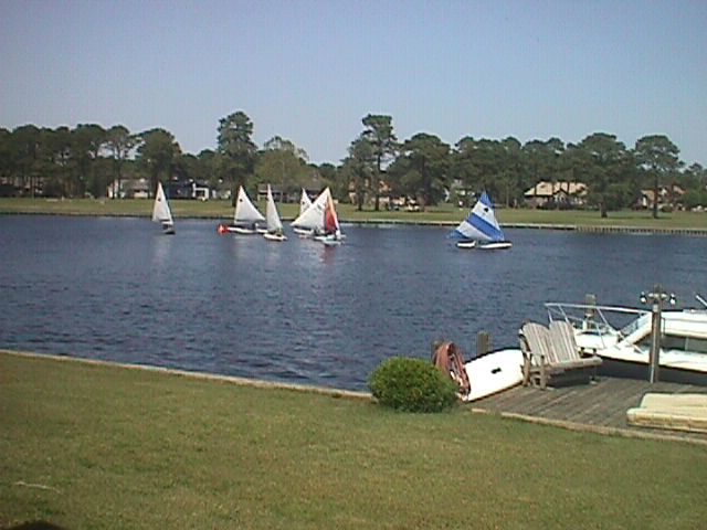 Fairfield Harbour, NC : view from the back deck, across from 9th hole on a sunday afternoon