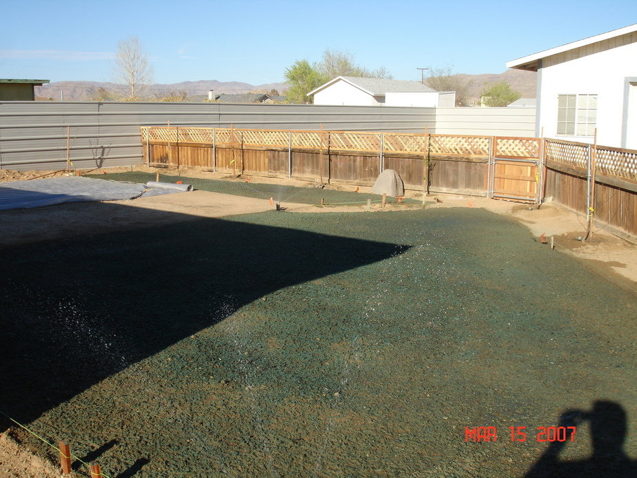 Apple Valley, CA : Planting grass in the desert.