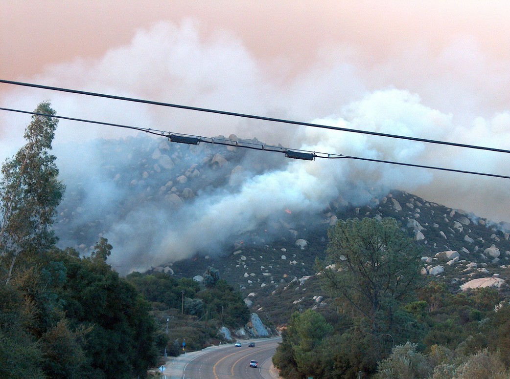 Ramona, CA WEST ON HWY 67CEDAR FIRE photo, picture, image