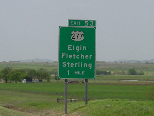 Elgin, OK : Exit for Elgin, Fletcher, or Sterling
