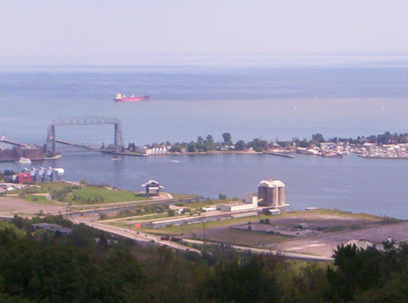 Duluth, MN : Aerial Lift bridge  and Duluth harbor