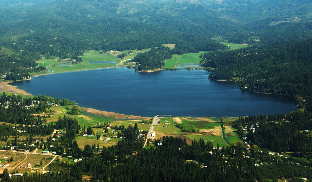 Hauser, ID : Hauser Lake, Idaho as seen from the air Spring 2007
