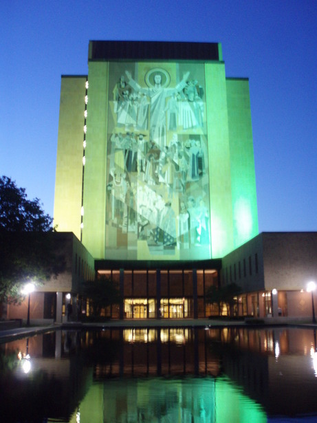 South Bend, IN: Hesburgh Library - "Touchdown Jesus" - at night