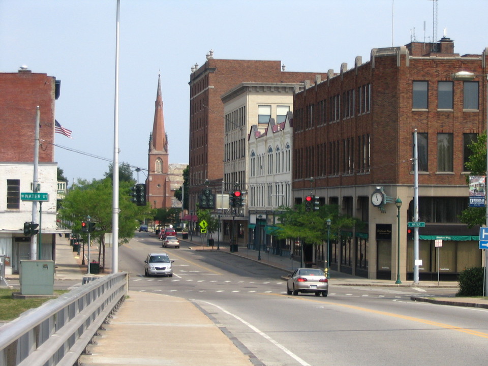 Elmira, NY : View of downtown from Main St. Bridge