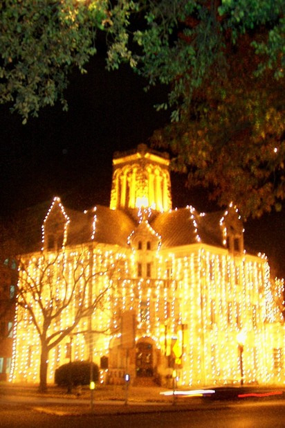 New Braunfels, TX: The courthouse in New Braunfels decked out for Christmas
