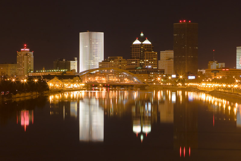 Rochester, NY: Downtown Rochester, NY at night.