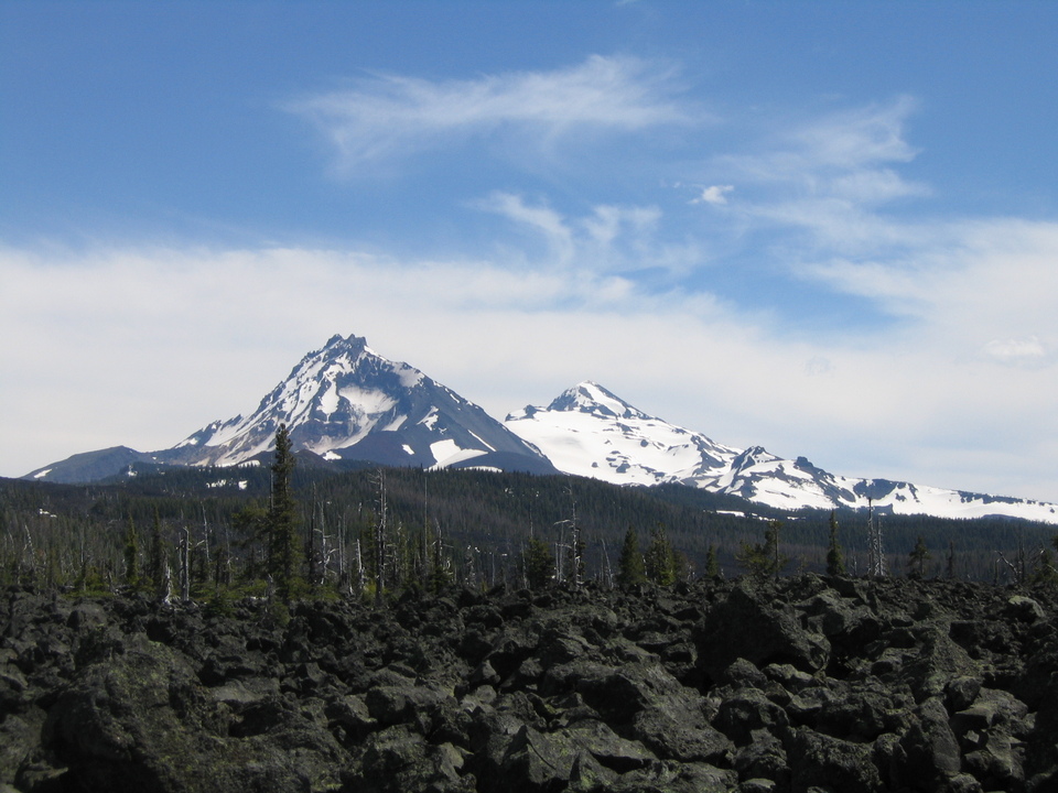 Sisters-Millican, OR: The Sister Mountains from McKenzie Pass