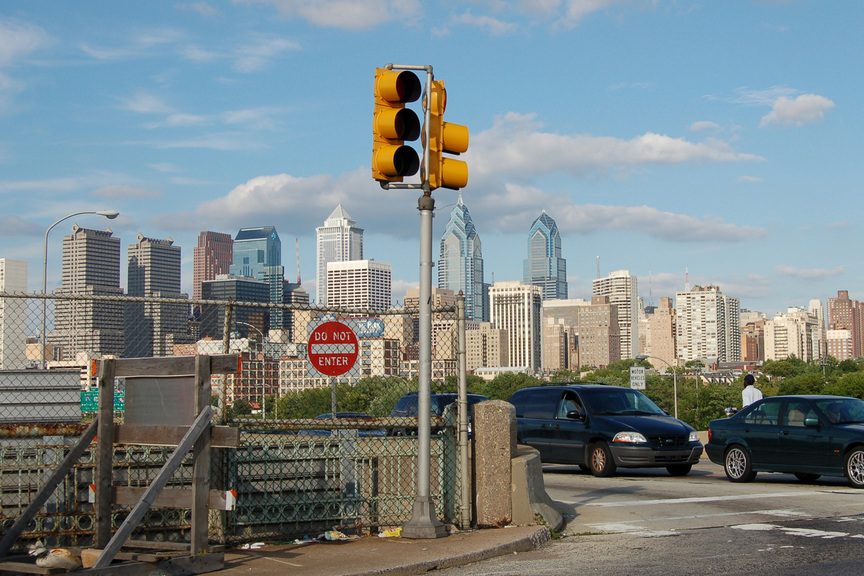 Philadelphia, PA: Looking at Philly from the South Street Bridge