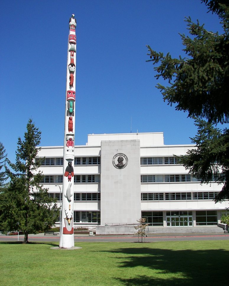 Olympia, WA : Native Totem Pole on the grounds of the State of Washington Office Building, Olympia