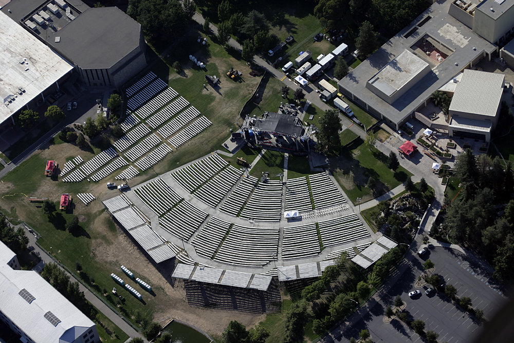 Turlock, CA: An aerial view of an outdoor amphitheater at California State University Stanislaus Campus Turlock California