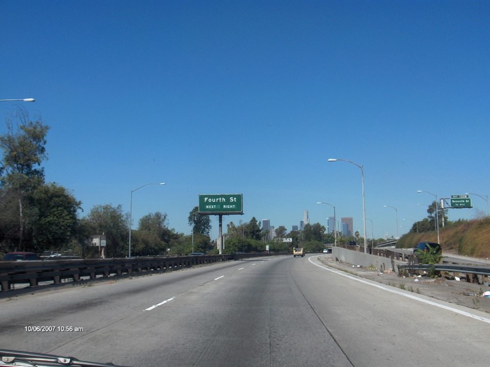 Los Angeles, CA: Approaching Los Angeles on the 101 West Bound, note the unusually low traffic.