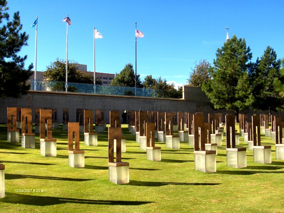 Oklahoma City, OK: Field of empty chairs - part of the 168 chairs one for each life lost, OKC National Memorial