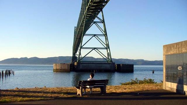 Astoria, OR : Bench under Astoria Bridge
