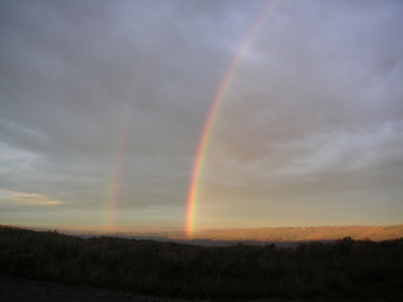 Pompey, NY: Sunrise double rainbow in the Land of Pompey
