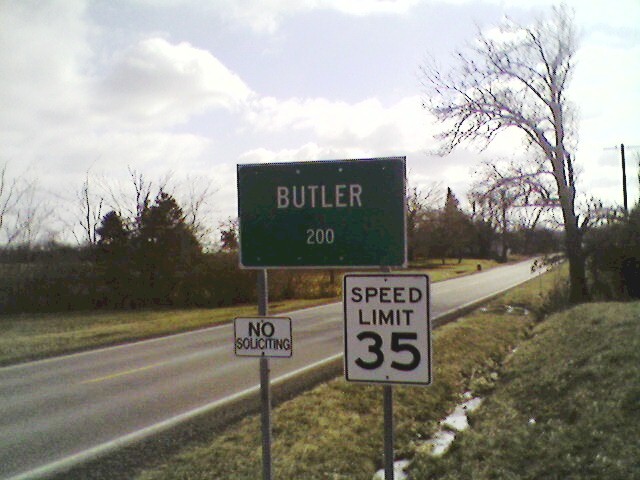 Butler, IL: Sign Outside of Town