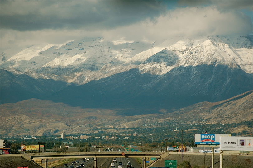 Provo, UT: View of Provo at the base of Mount Timpanogos