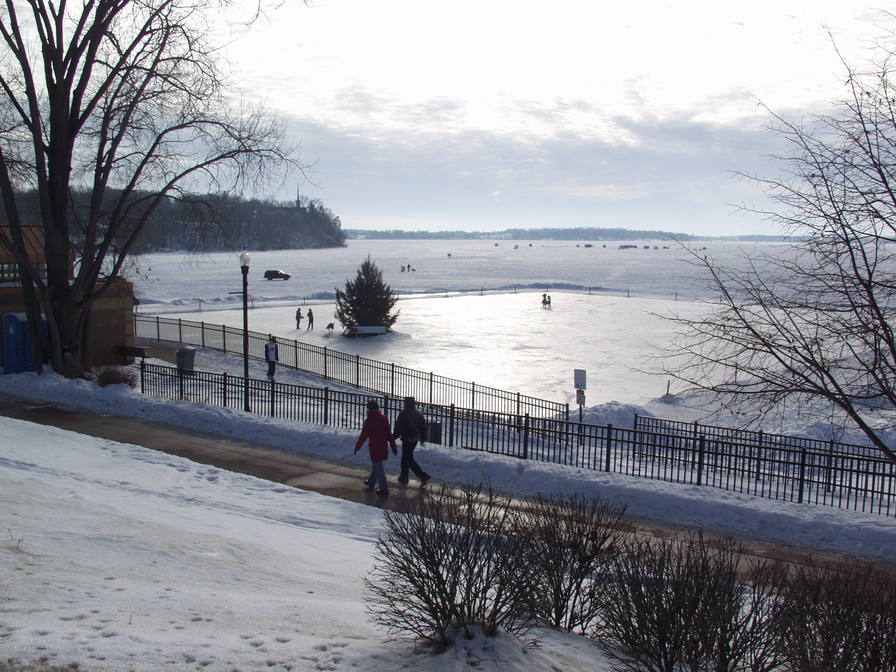 Buffalo, MN: Downtown Buffalo's Parkshore Pavilion skating area and lakeshore walkway taken during a relatively warm Jan. 6 afternoon.