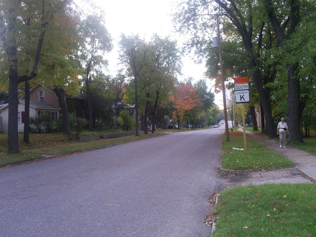 Waupaca, WI: View From my yard looking south down state street in the fall