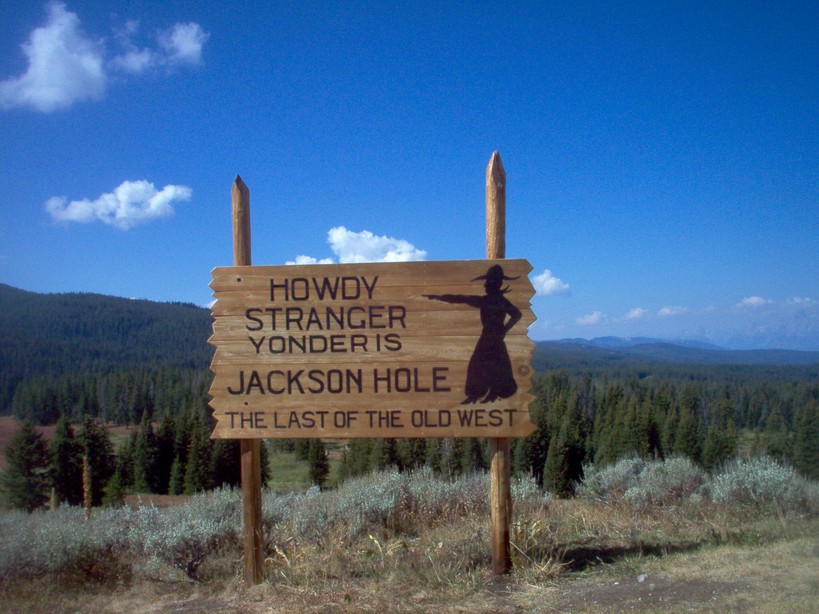 Jackson Hole, WY: directional sign between Lander & Jackson Hole, Wy