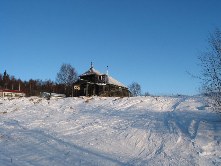 Russian Mission, AK: One of the old Russian Orthodox Church overlooking the Yukon River in the backround.