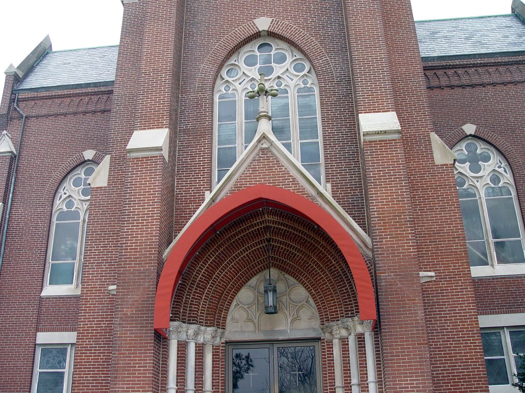 New Baden, IL: Cool lookin' church front in New Baden