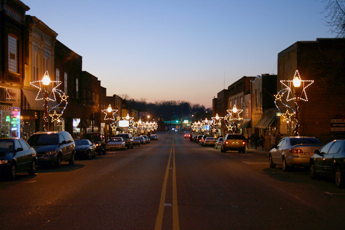 Lowell, IN: Downtown Lowell during Christmas.