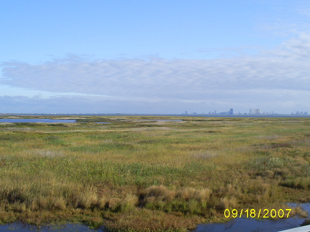 Absecon, NJ: view of Atlantic City from Edwin B. Forsythe National Wildlife Refuge observation tower. (open to public)