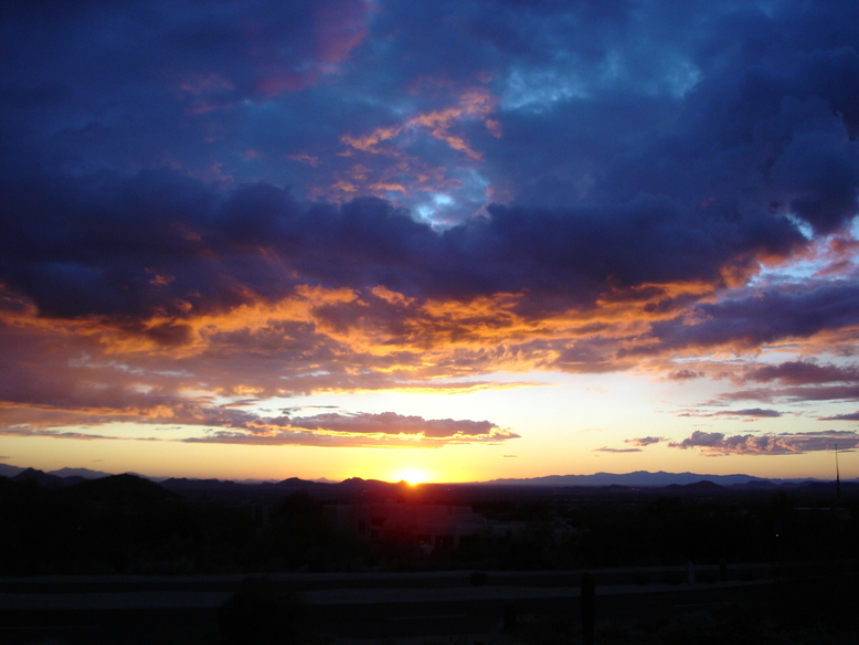 Scottsdale, AZ: Beautiful Dramatic Cloudy Sunset near Troon Mountain - Scottsdale