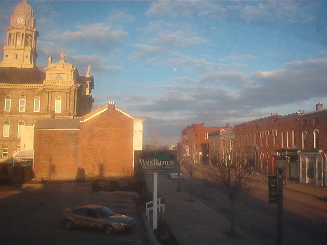 St. Clairsville, OH : Main street St.Clairsville. If you look close enough, you can see the moon.