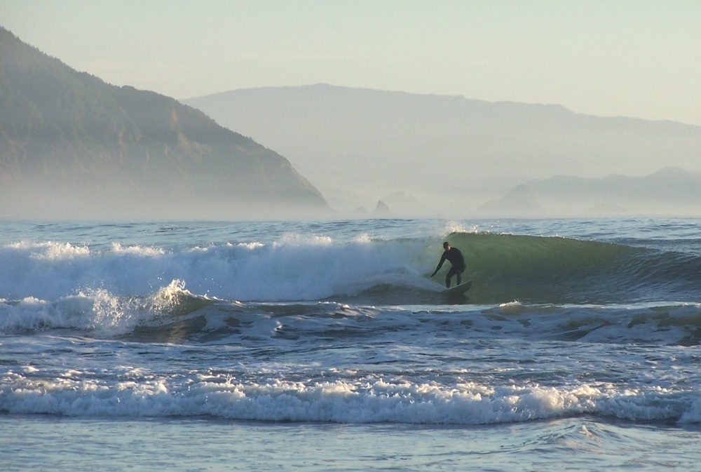 Port Orford, OR: Battle Rock Beach Surfer