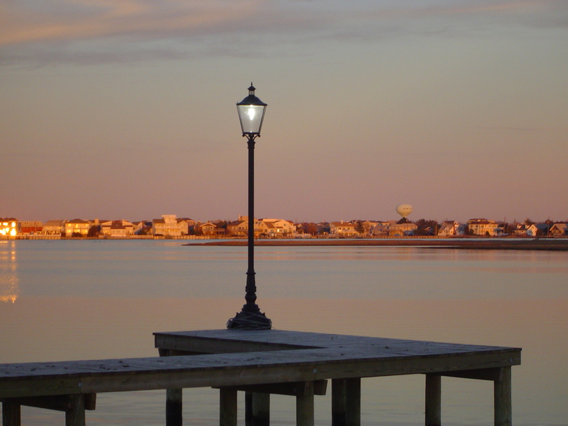 Manahawkin, NJ : Shining Light Post across from LBi over Barnegat Bay, NJ