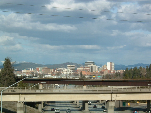 Spokane, WA: Spokane "skyline" from I-90 overpass on Sunset Hill