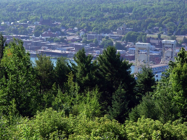 Houghton, MI: There are about 11.5 billion trees in Michigan. Houghton lays claim to a few dozen of them. (Houghton as seen from Hancock.)
