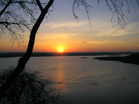 Austin, TX: View of Lake Travis at sunset from the Oasis restaurant