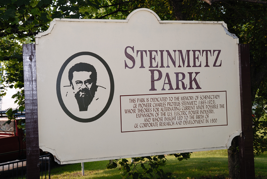 Schenectady, NY: Photograph of the sign at Steinmetz park in Schenectady NY