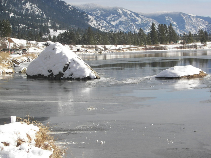 Thompson Falls, MT Thompson Falls Reservoir frozen on New Year's Day