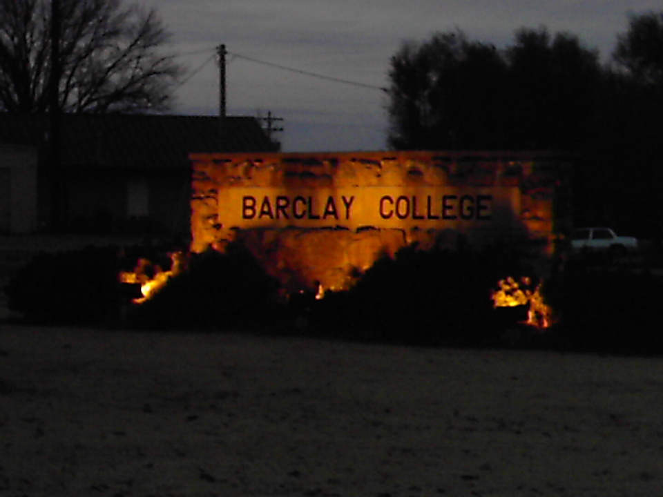 Haviland, KS: Barclay College Sign at Night